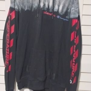 Off-White x Champion Black and Red Hoodie